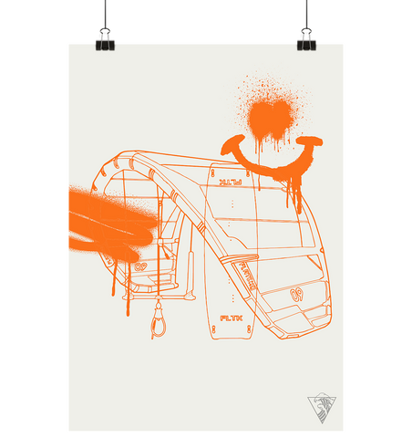 Poster Kitesurfing Abstract Orange  - Poster Din A4 (hoch)